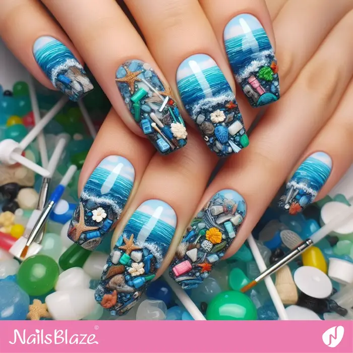 Nail Art with Plastic Waste | Save the Ocean Nails - NB3104